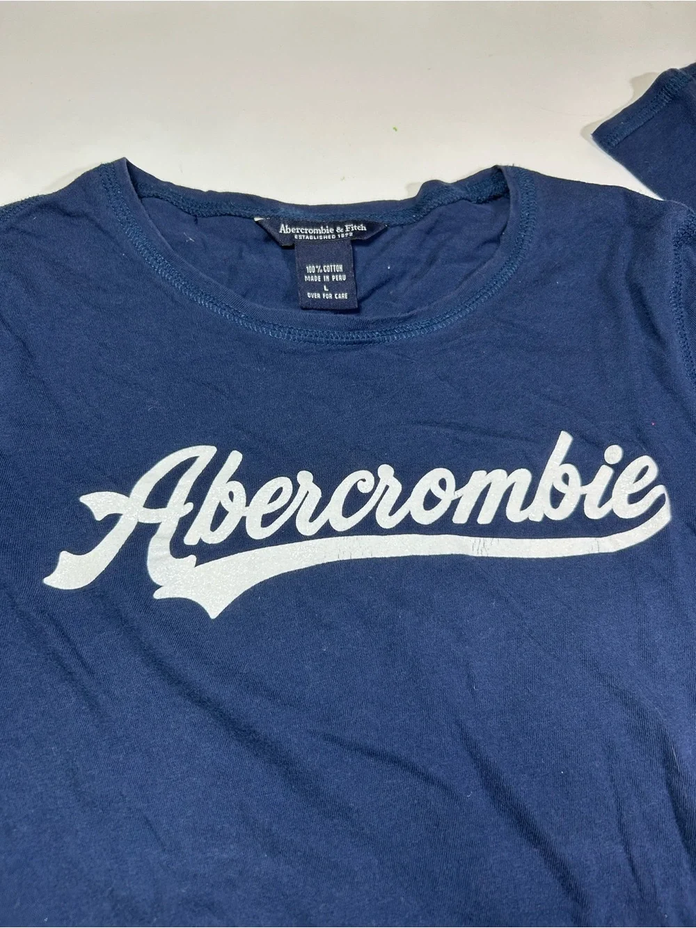 Abercrombie & Fitch Women’s Large L Blue Graphic Crew Neck Vintage 100% Cotton